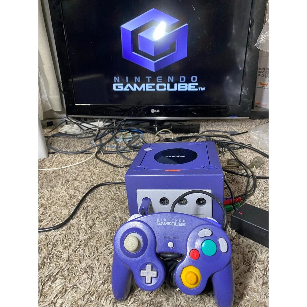 Nintendo GameCube Indigo Purple W OEM Controller DOL-001 Tested Authentic Retro
